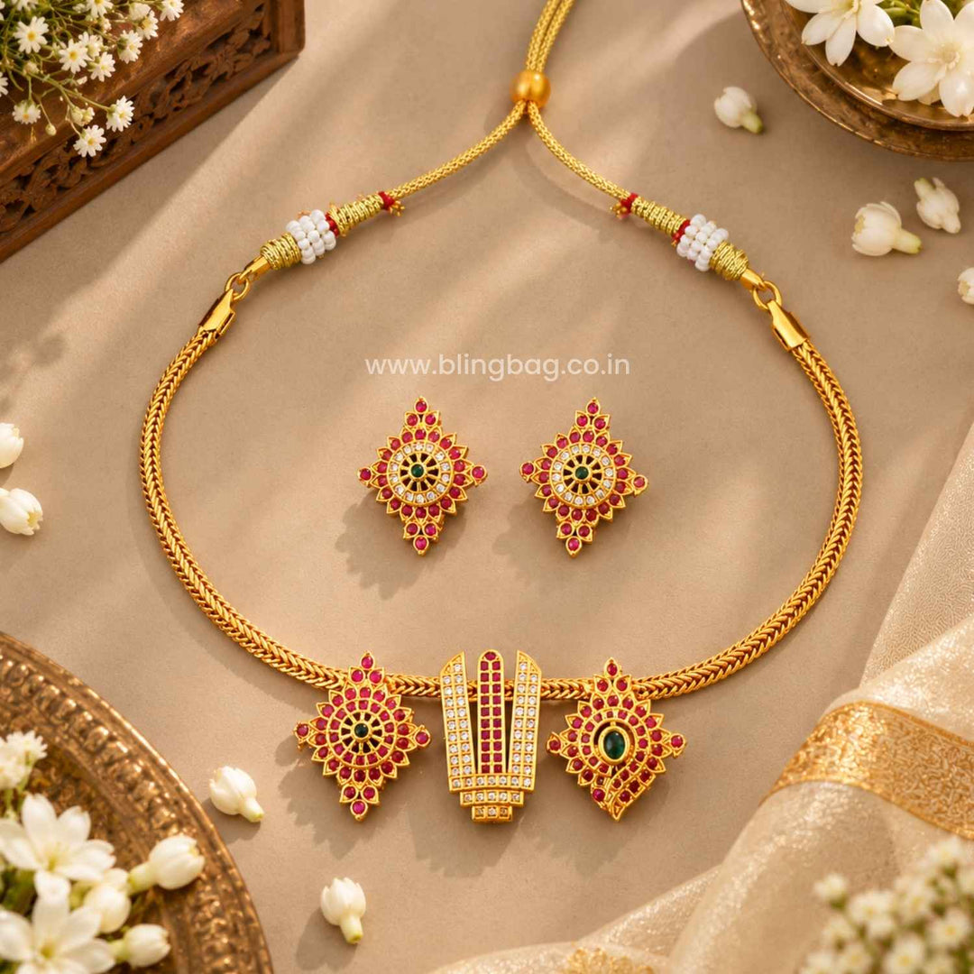 Multicolor Sriniivasa Temple Jewellery Set- New Arrival