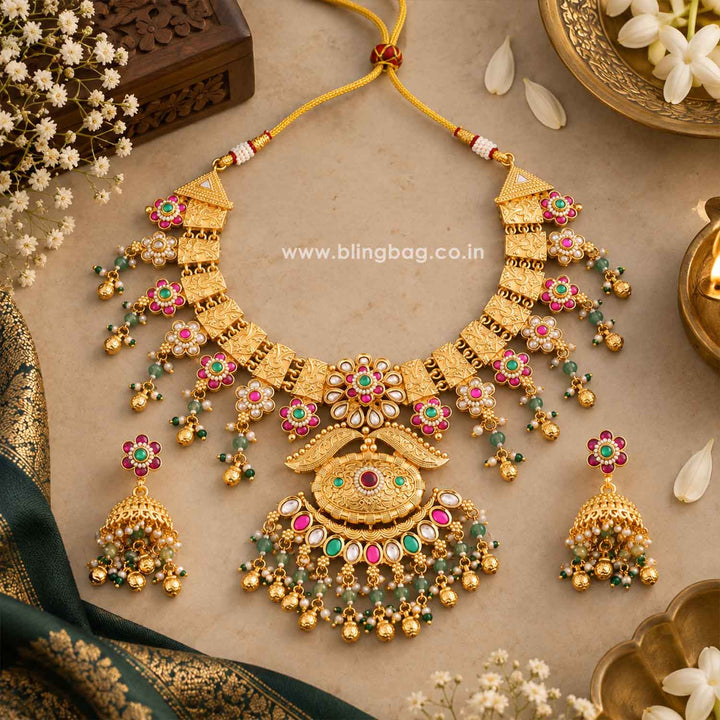 Multicolor Srivalli Antique Jewellery Set - New Arrival