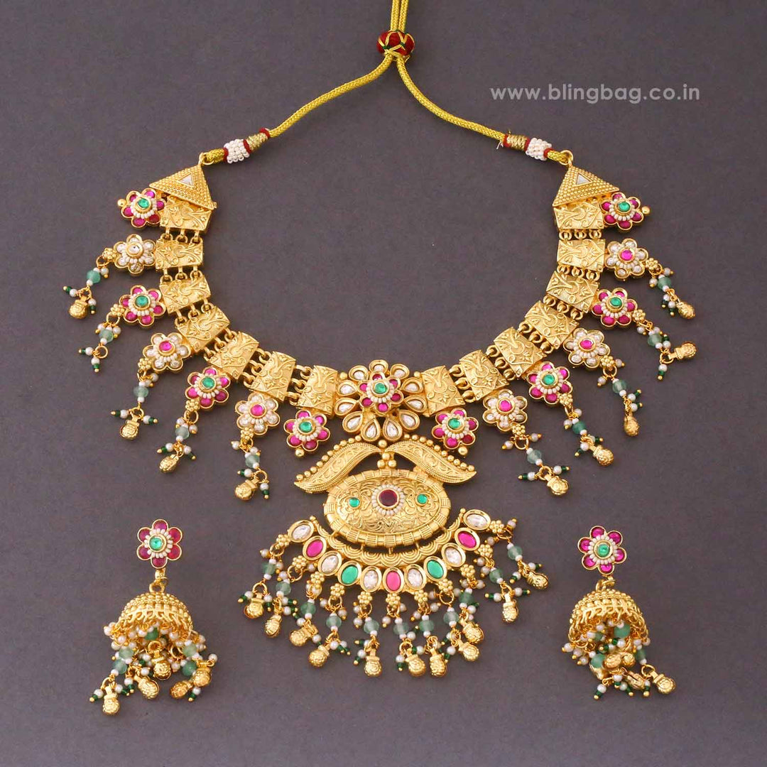 Multicolor Srivalli Antique Jewellery Set - New Arrival