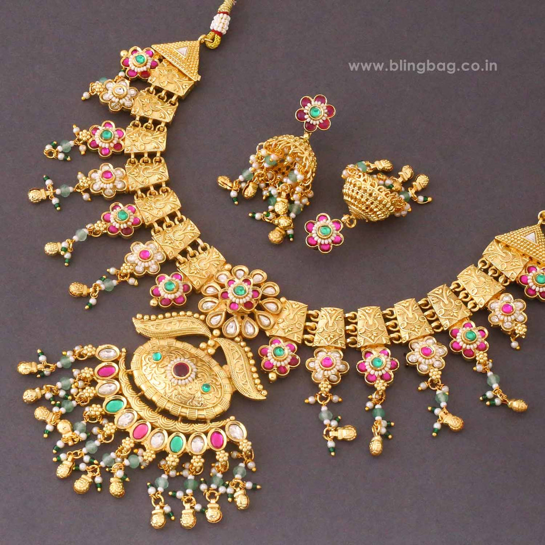 Multicolor Srivalli Antique Jewellery Set - New Arrival