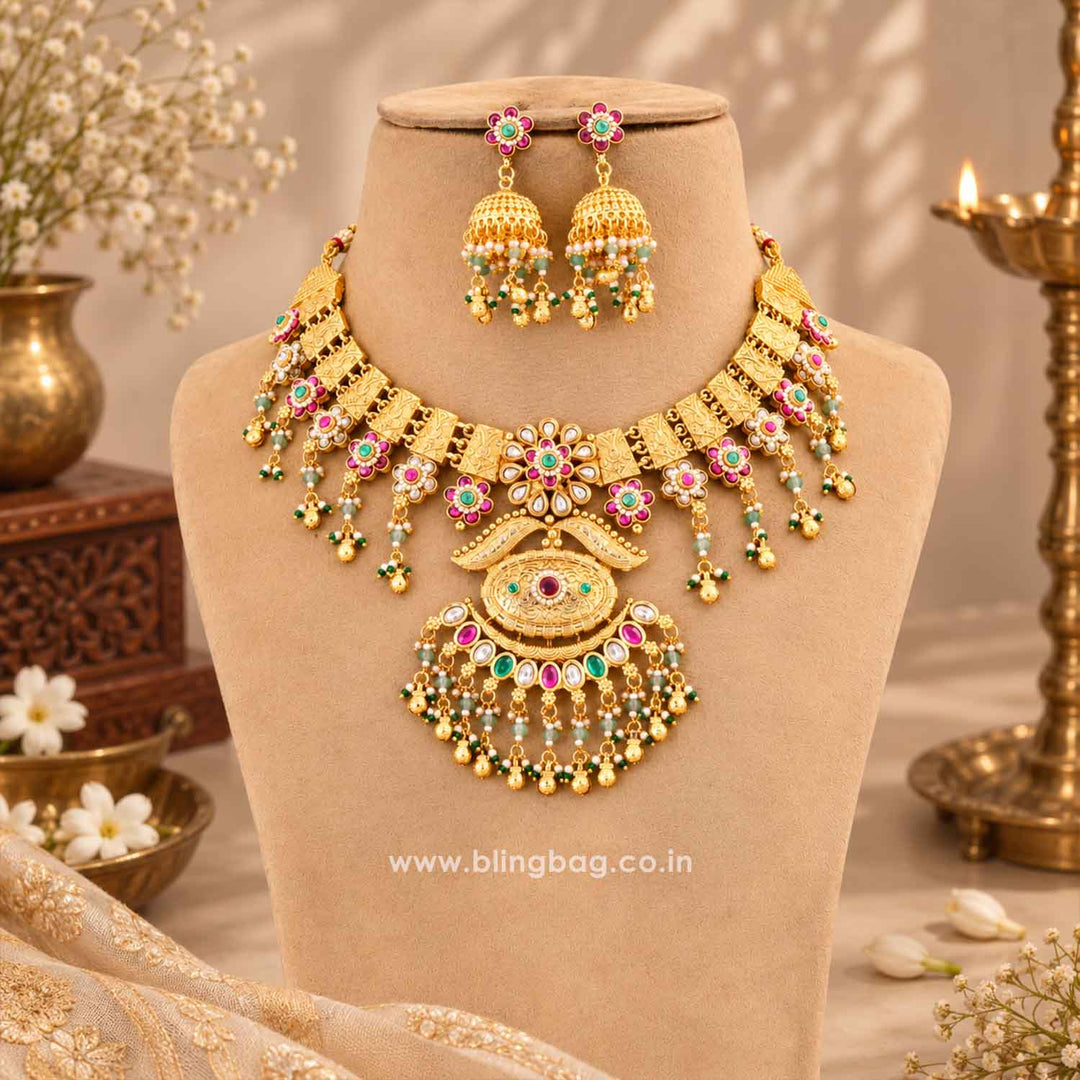 Multicolor Srivalli Antique Jewellery Set - New Arrival