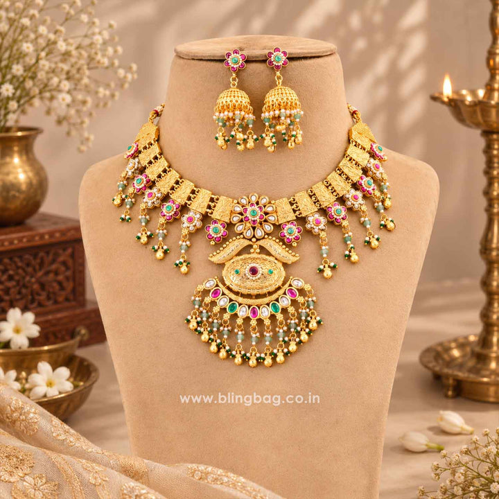 Multicolor Srivalli Antique Jewellery Set - New Arrival