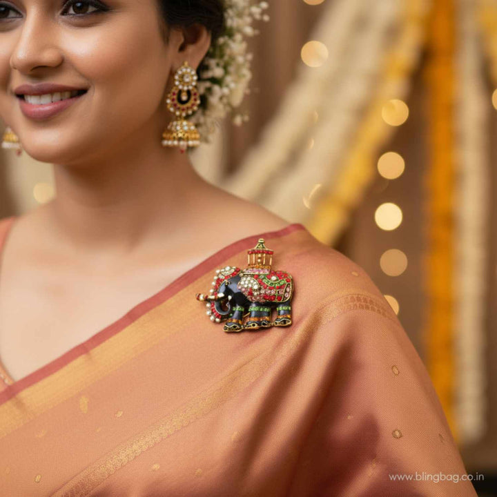 Multicolor Swarna Gajraj Brooch