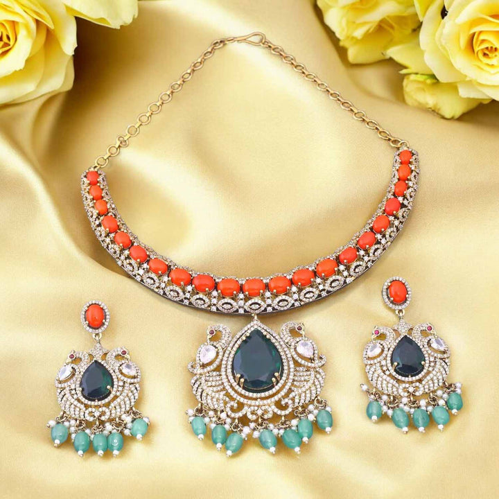 Multicolor Swarvia Hasli Victorian Jewellery Set - New Arrival