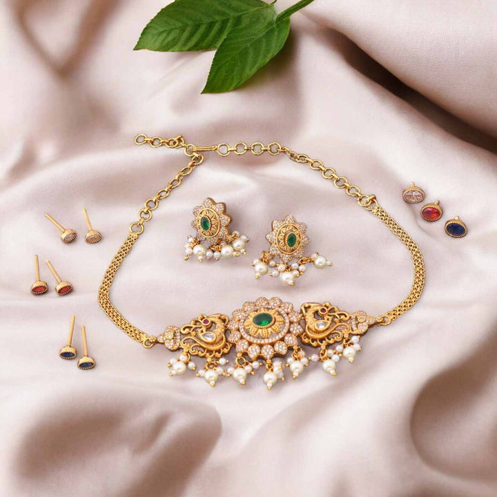 Multicolor Tanura Antique Jewellery Set - New Arrival