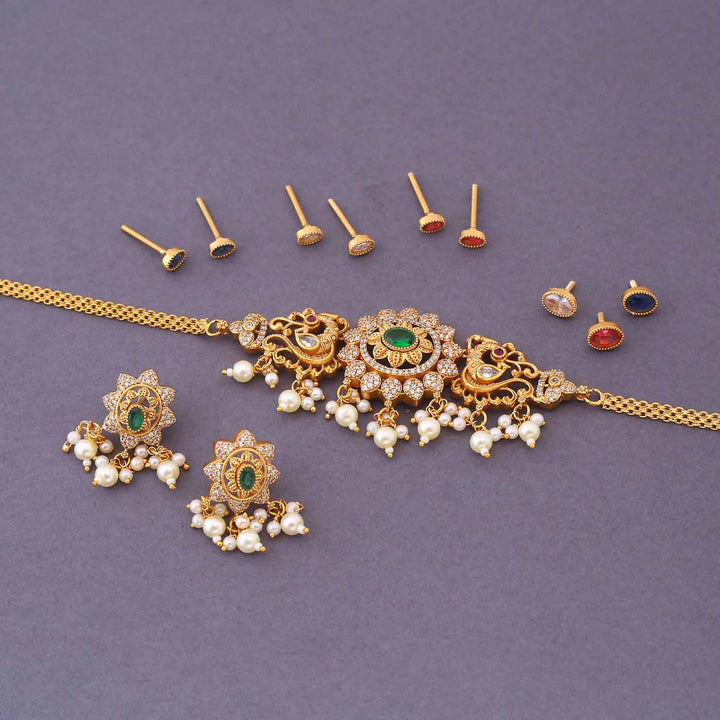 Multicolor Tanura Antique Jewellery Set - New Arrival