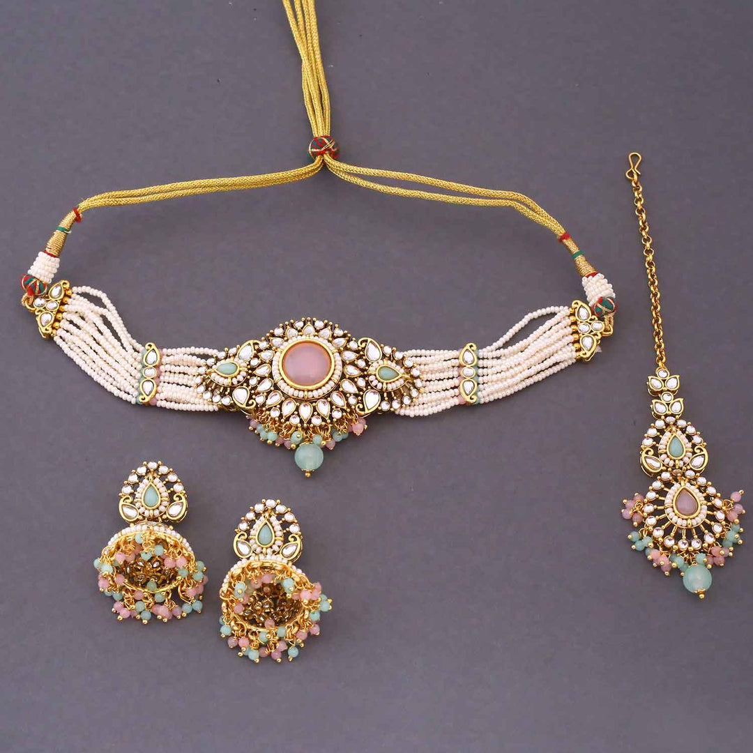Multicolor Tanushee Kundan Jewellery Set