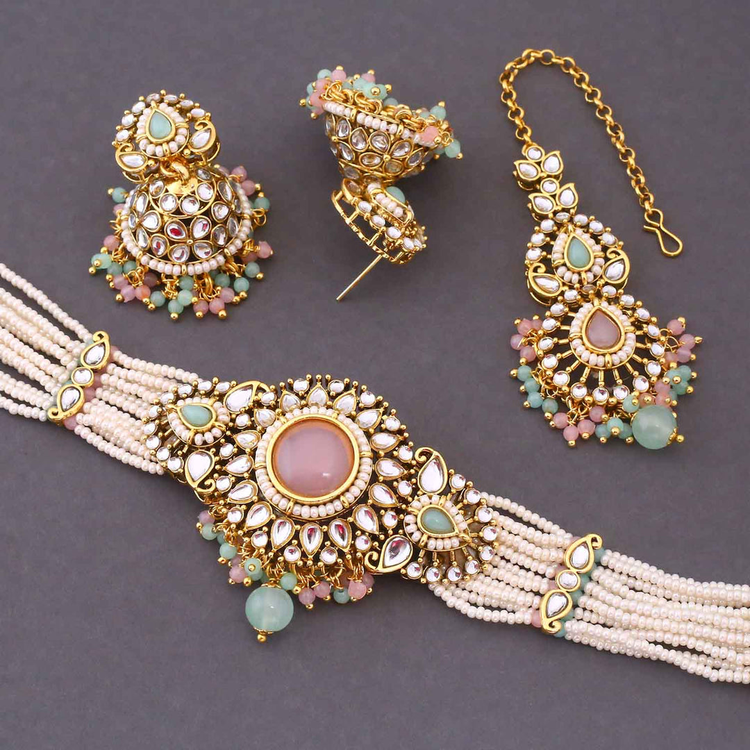 Multicolor Tanushee Kundan Jewellery Set