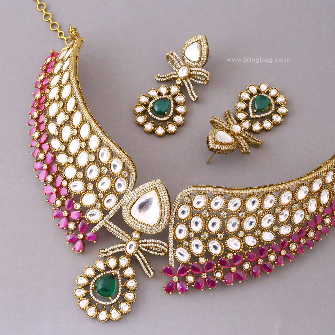 Multicolor Tarach Victorian Jewellery Set - New Arrival