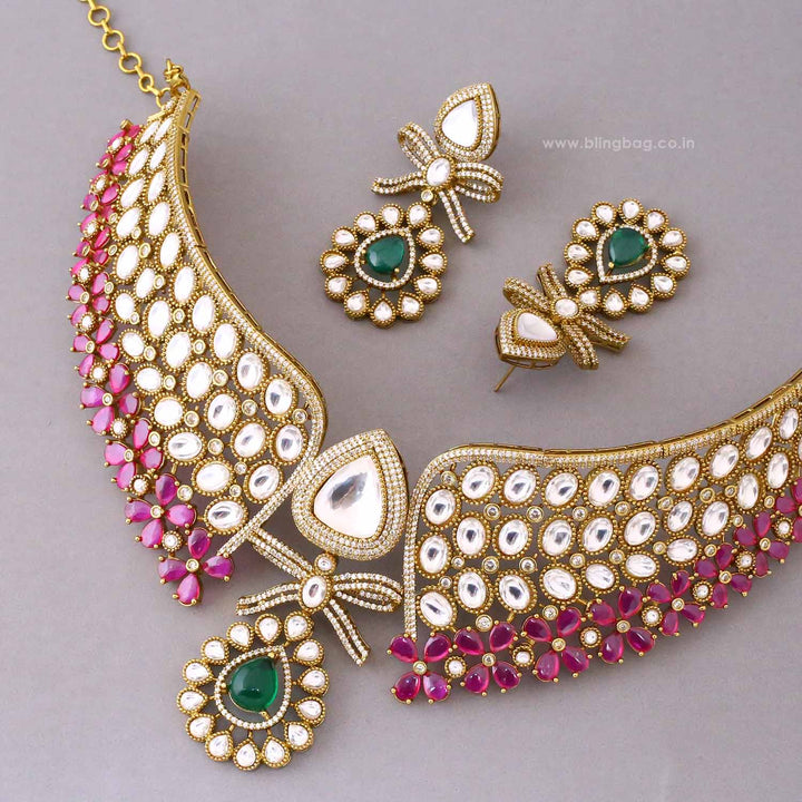 Multicolor Tarach Victorian Jewellery Set - New Arrival