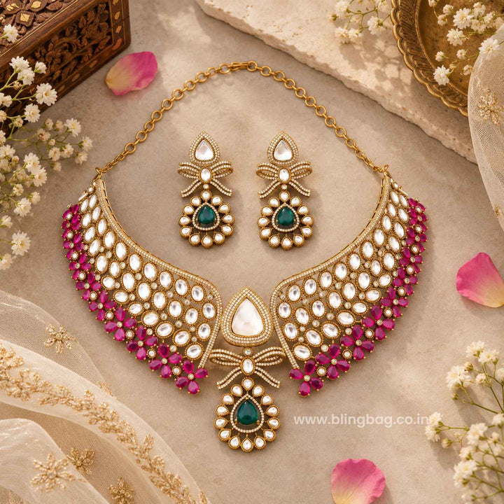 Multicolor Tarach Victorian Jewellery Set - New Arrival