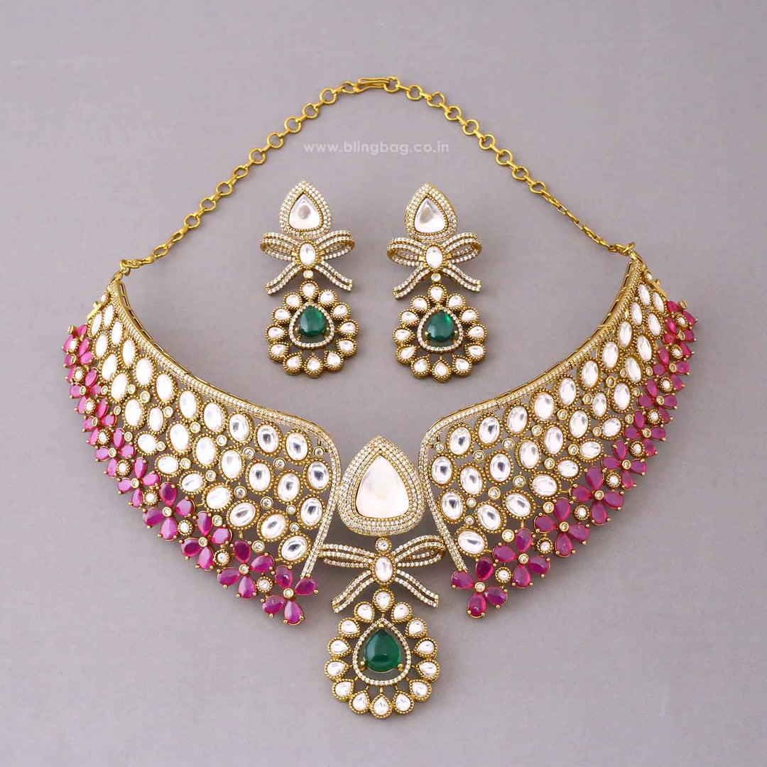 Multicolor Tarach Victorian Jewellery Set - New Arrival