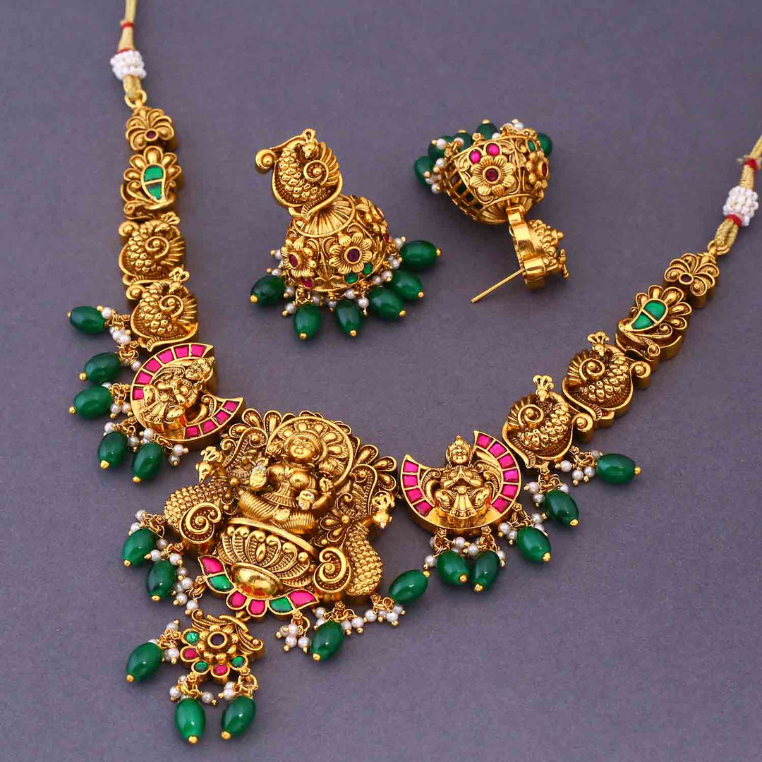 Multicolor Tarinyai Temple Jewellery Set- New Arrival