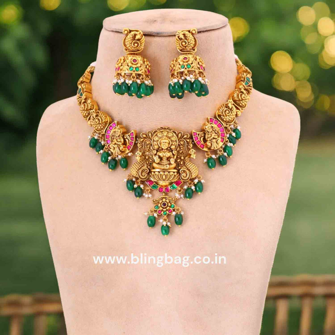 Multicolor Tarinyai Temple Jewellery Set- New Arrival