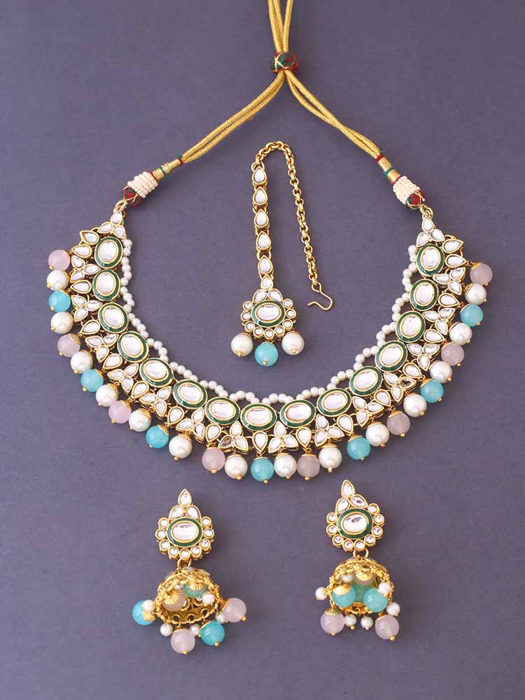 Multicolor Tavasya Kundan Jewellery Set