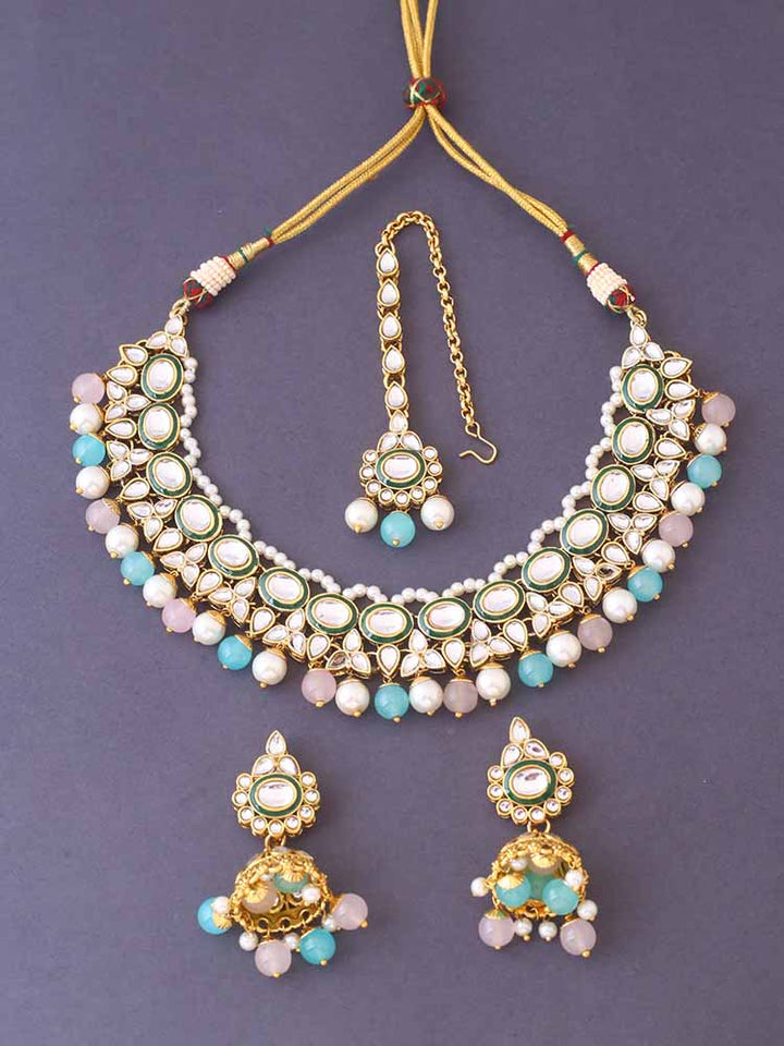 Multicolor Tavasya Kundan Jewellery Set