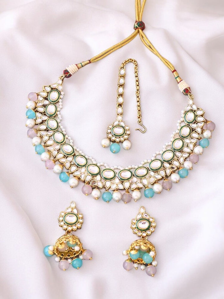 Multicolor Tavasya Kundan Jewellery Set