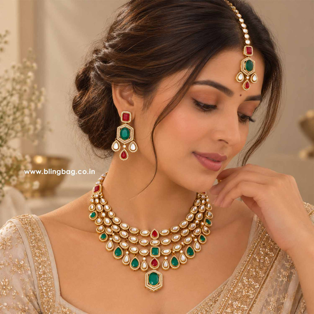 Multicolor Tishara Kundan Jewellery Set - New Arrival
