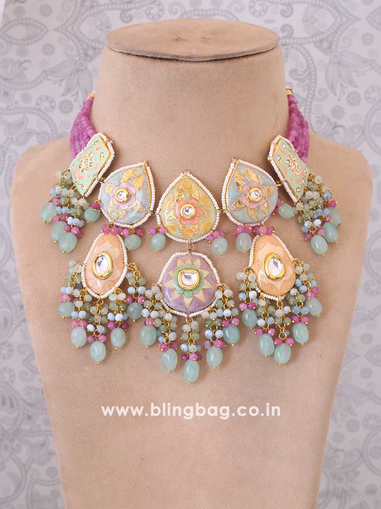 Multicolor Trikoni Jewellery Set
