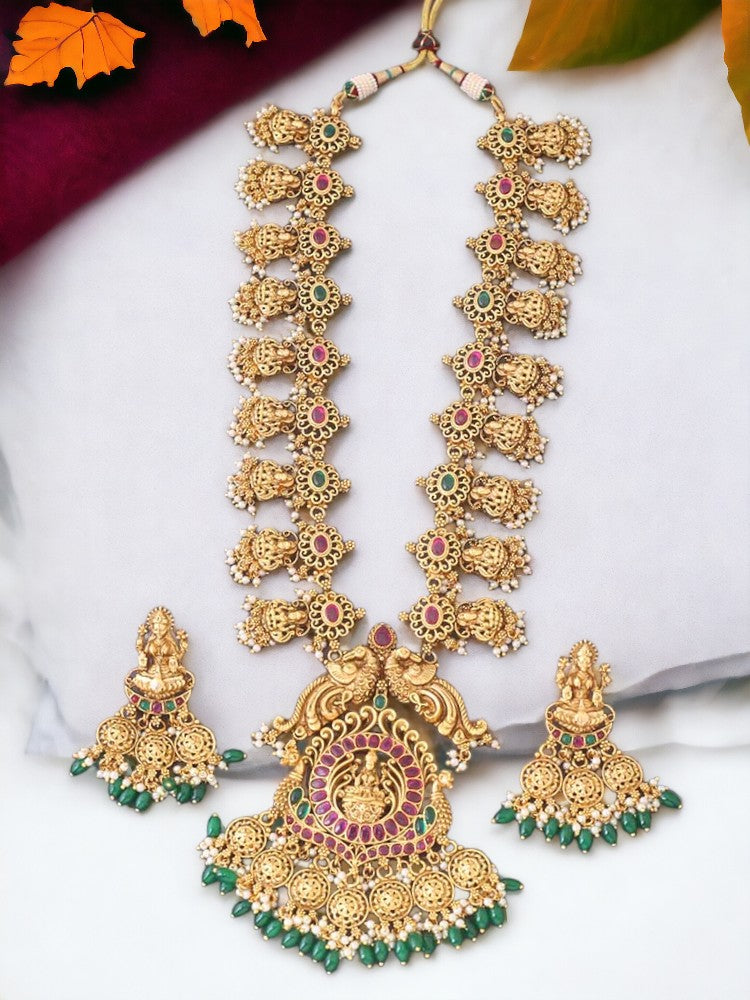 Multicolor Triloki Temple Jewellery Set