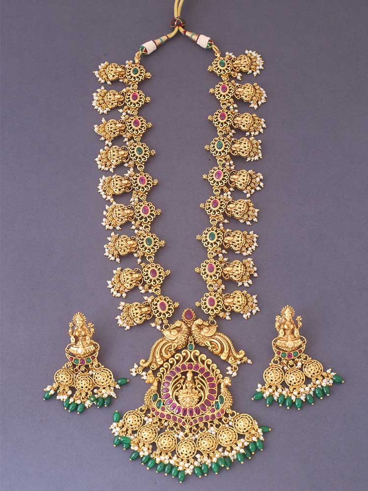 Multicolor Triloki Temple Jewellery Set