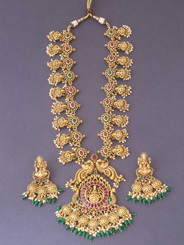 Multicolor Triloki Temple Jewellery Set