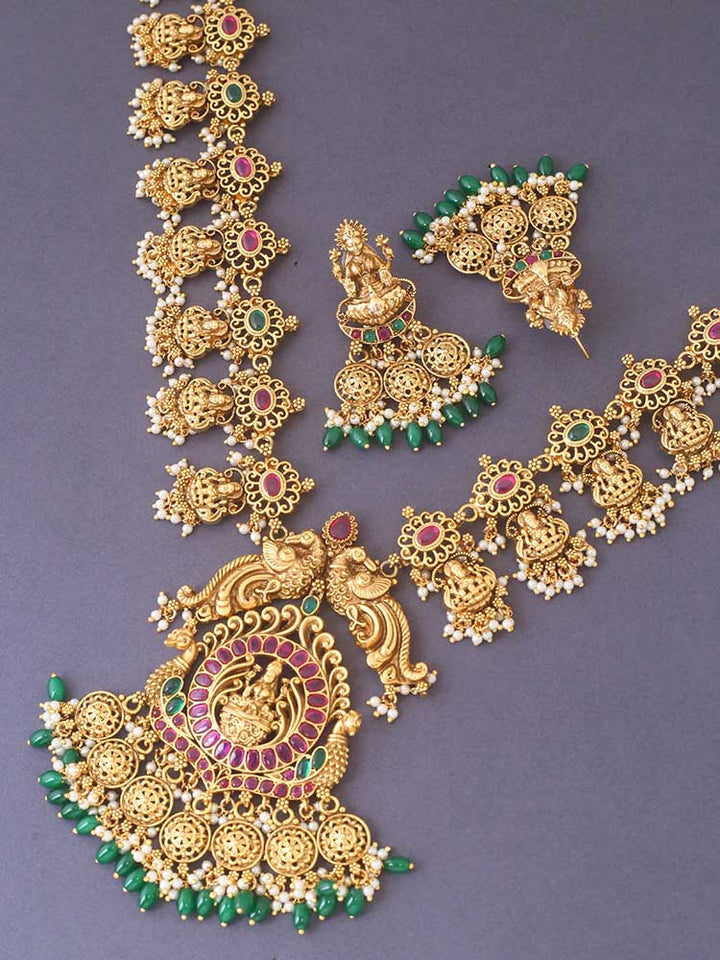 Multicolor Triloki Temple Jewellery Set