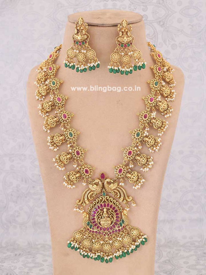 Multicolor Triloki Temple Jewellery Set