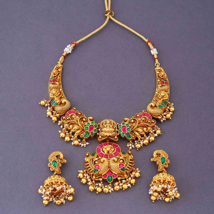 Multicolor Trinetrayai Hasli Temple Jewellery Set- New Arrival