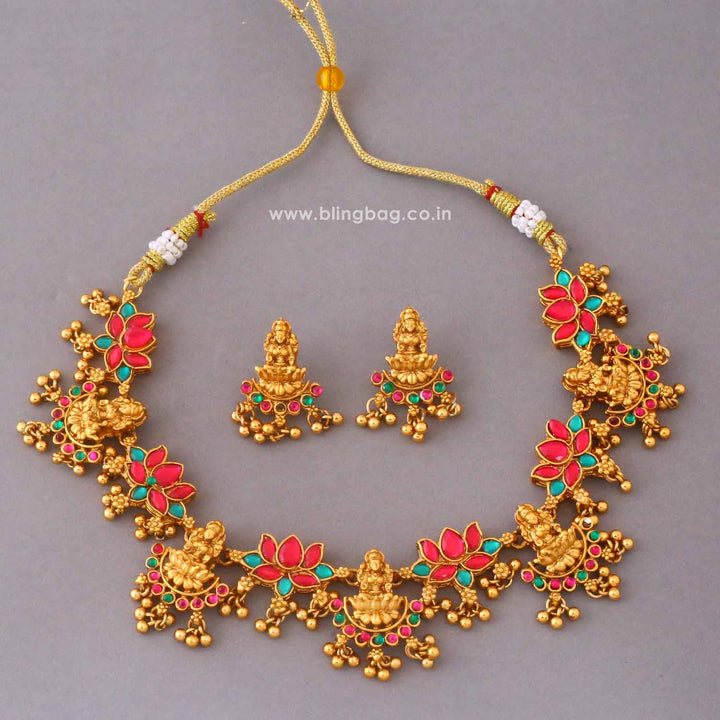 Multicolor Tripuraa Temple Jewellery Set- New Arrival