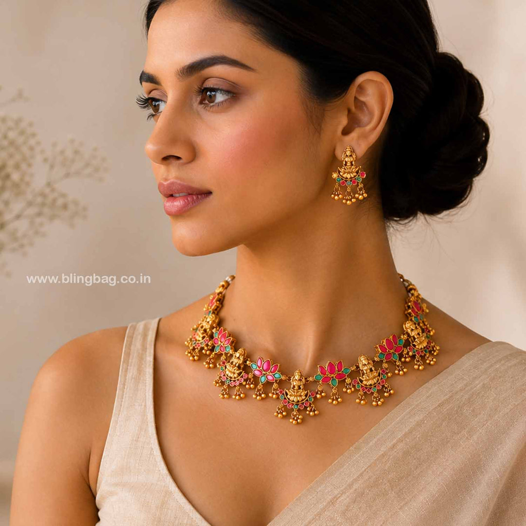Multicolor Tripuraa Temple Jewellery Set- New Arrival