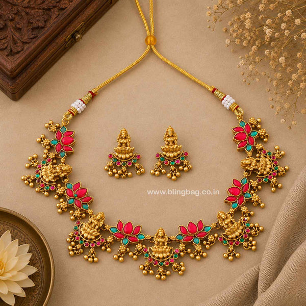 Multicolor Tripuraa Temple Jewellery Set- New Arrival