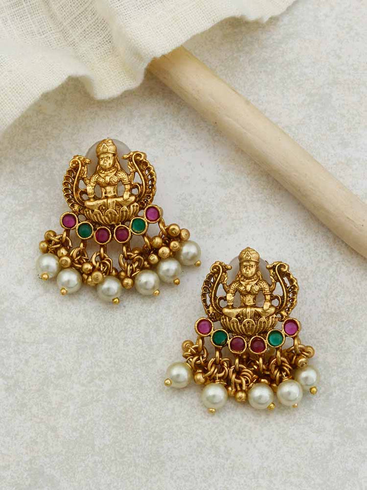 Multicolor Trishti Temple Danglers- Broken