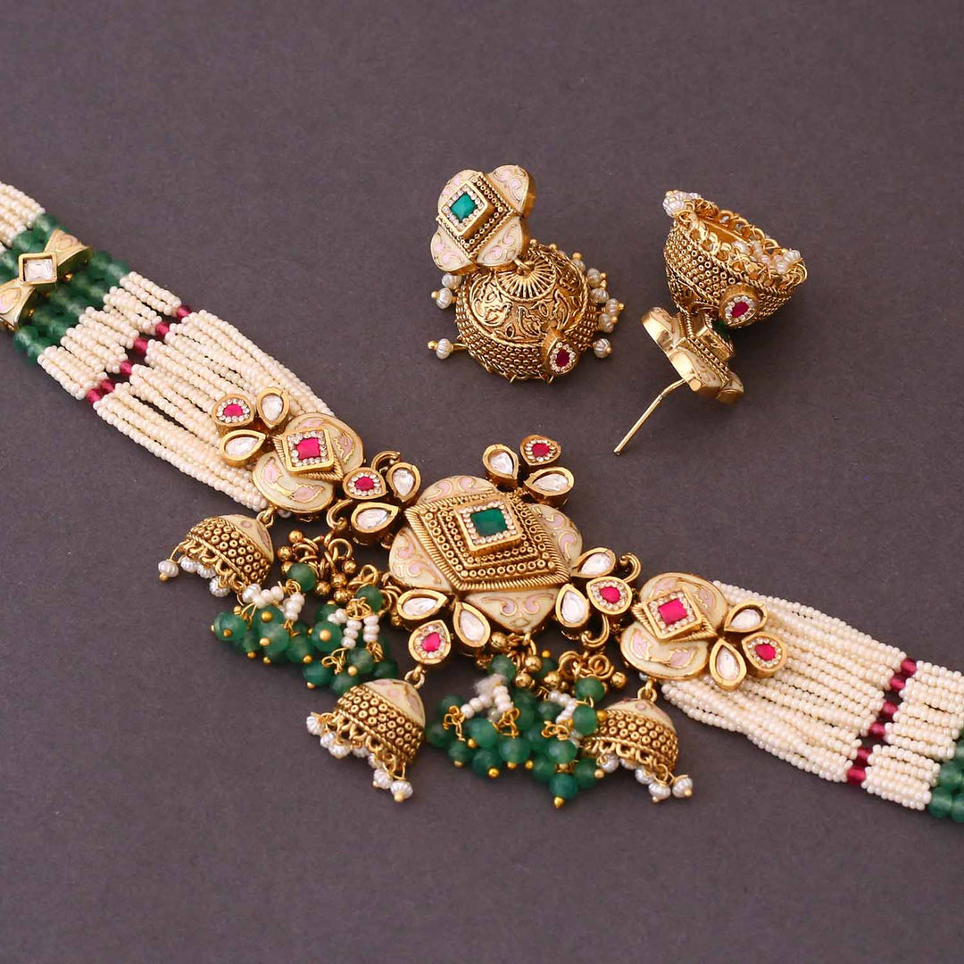 Multicolor Triyani Antique Rajwadi Set