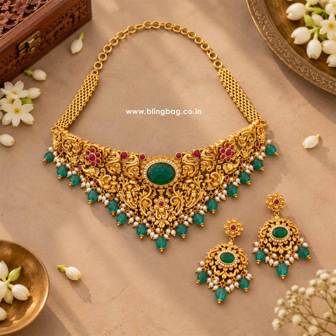 Multicolor Umadevi Temple Jewellery Set- New Arrival