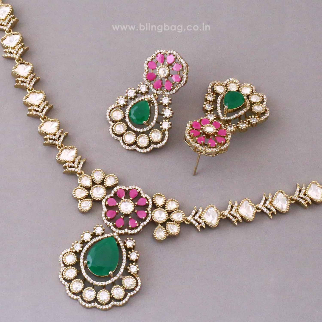 Multicolor Urvi Victorian Jewellery Set - New Arrival