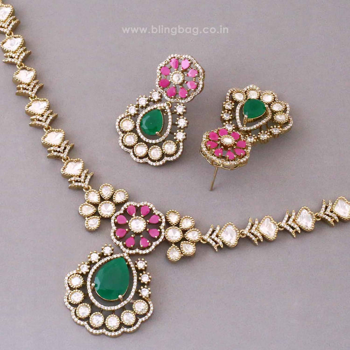 Multicolor Urvi Victorian Jewellery Set - New Arrival