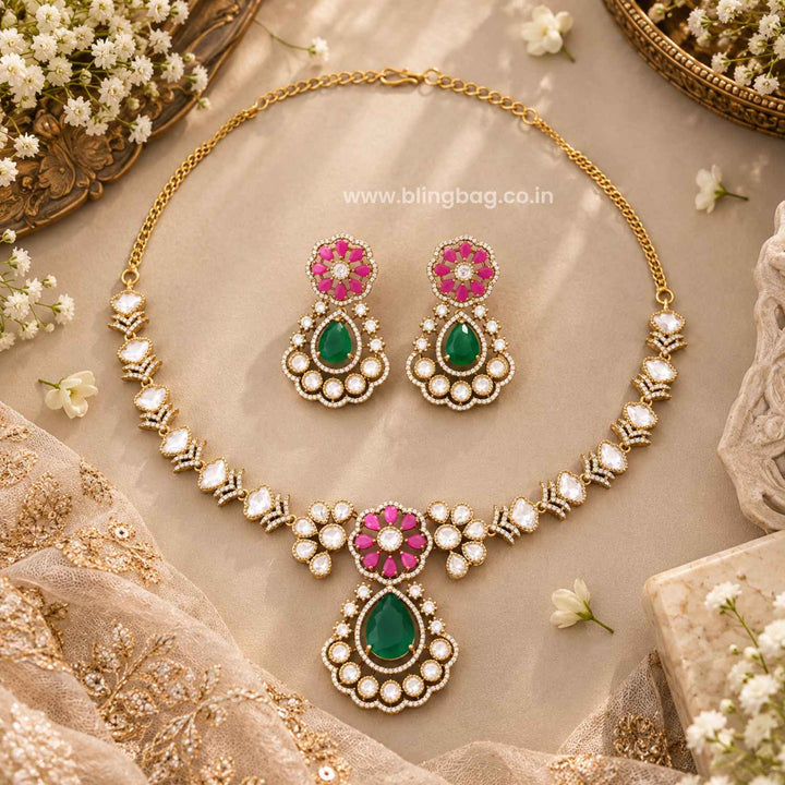 Multicolor Urvi Victorian Jewellery Set - New Arrival