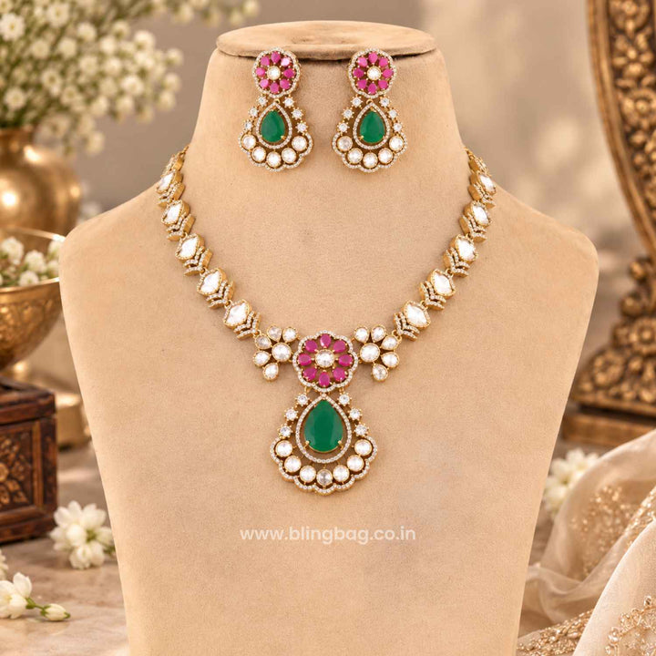 Multicolor Urvi Victorian Jewellery Set - New Arrival