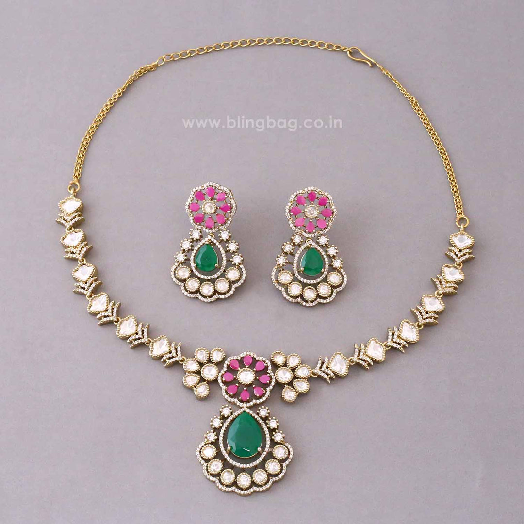 Multicolor Urvi Victorian Jewellery Set - New Arrival