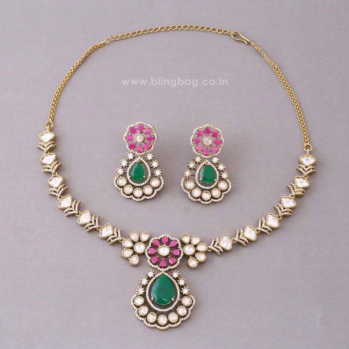 Multicolor Urvi Victorian Jewellery Set - New Arrival