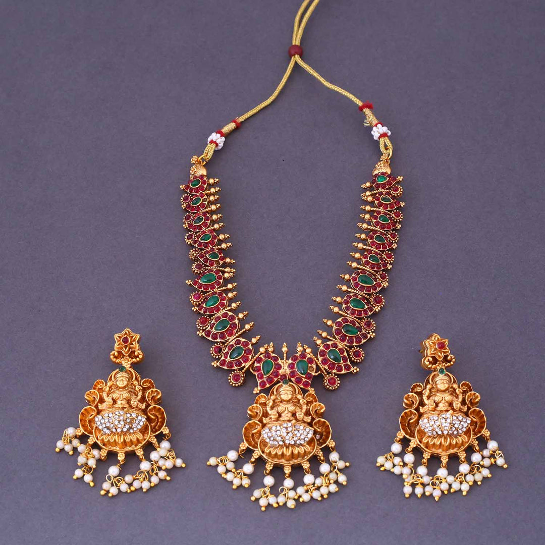 Multicolor Ushami Temple Jewellery Set New Arrival