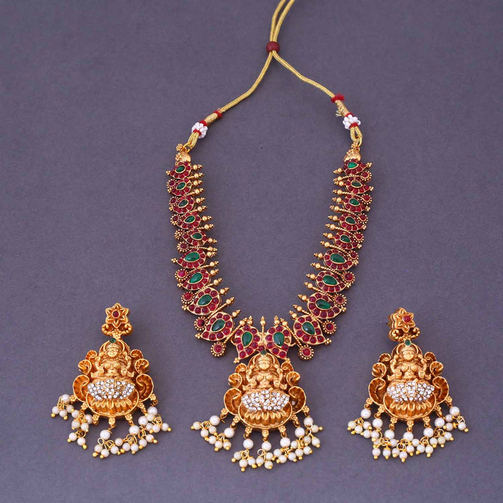 Multicolor Ushami Temple Jewellery Set New Arrival