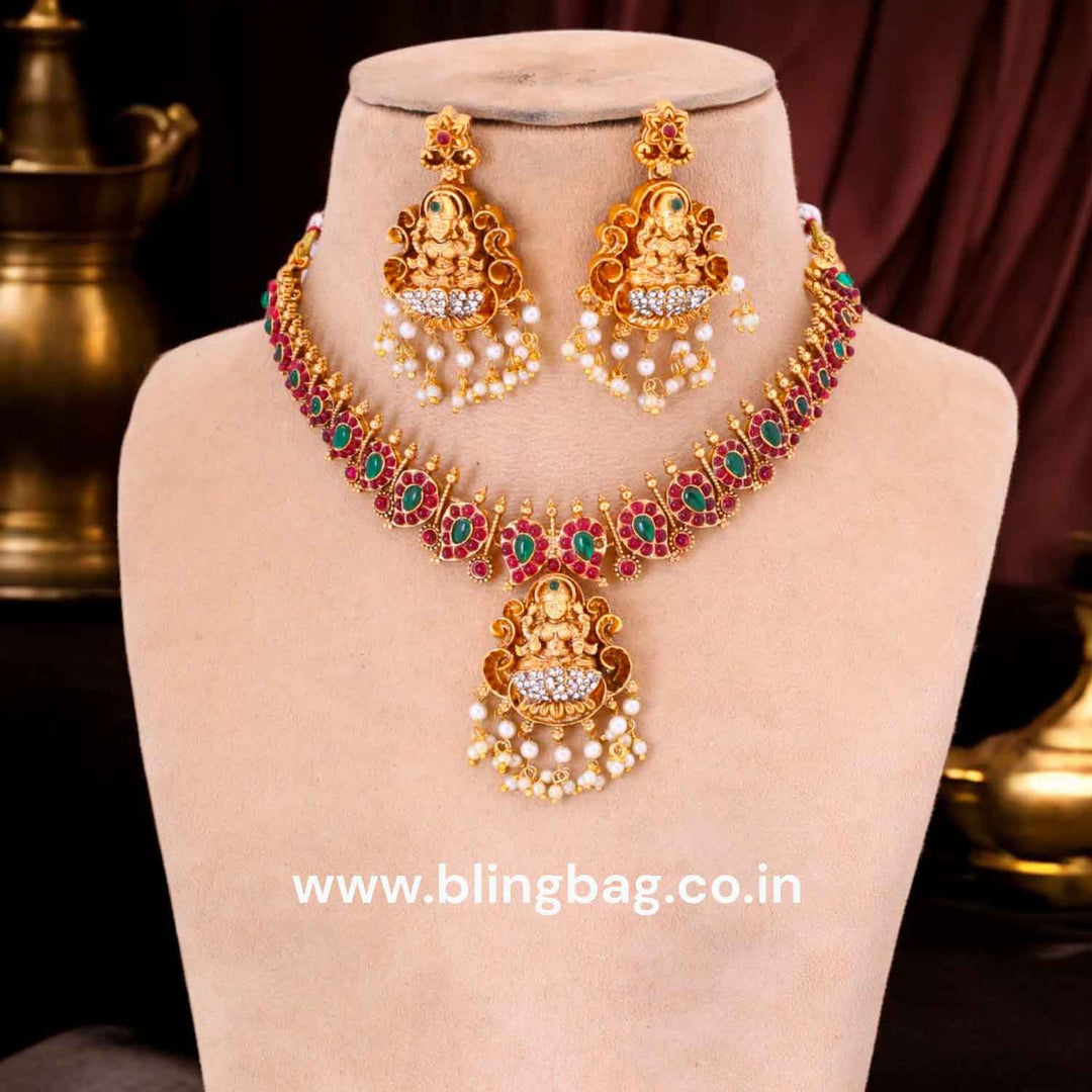 Multicolor Ushami Temple Jewellery Set New Arrival