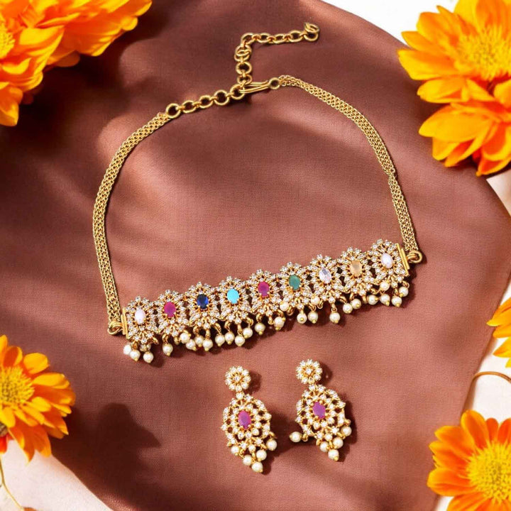 Multicolor Vaakdehi Antique Jewellery Set - New Arrival