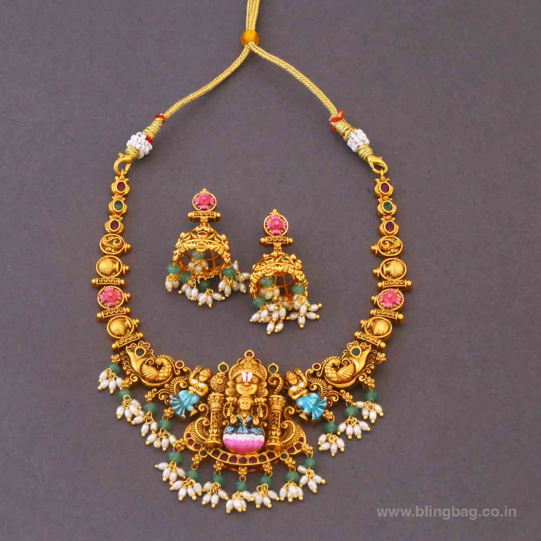 Multicolor Vaikuntha Temple Jewellery Set- New Arrivals