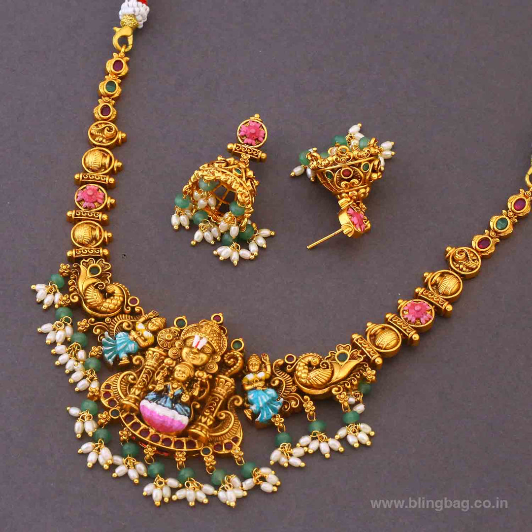 Multicolor Vaikuntha Temple Jewellery Set- New Arrivals
