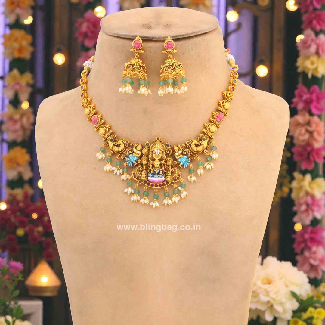 Multicolor Vaikuntha Temple Jewellery Set- New Arrivals