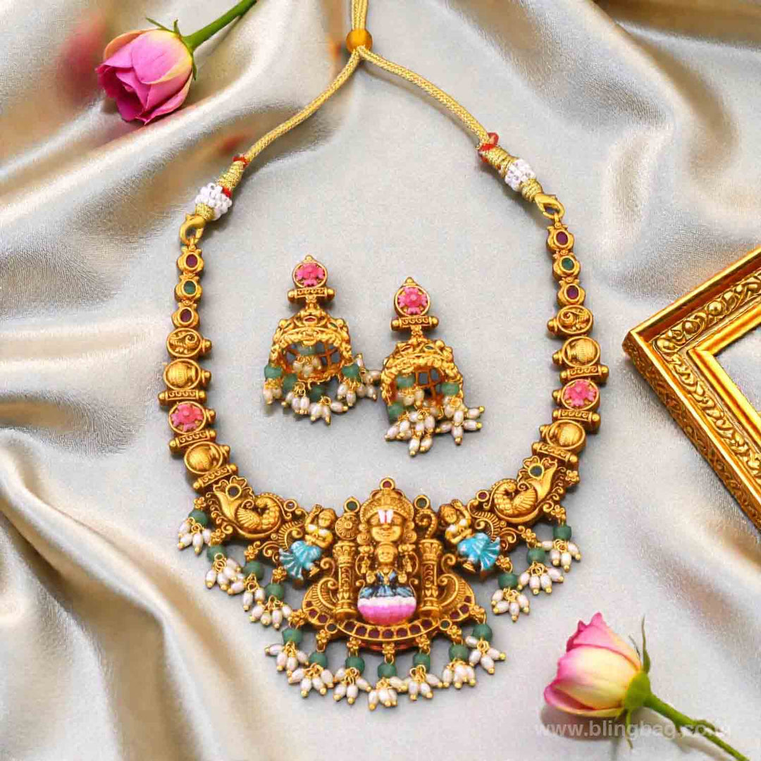 Multicolor Vaikuntha Temple Jewellery Set- New Arrivals