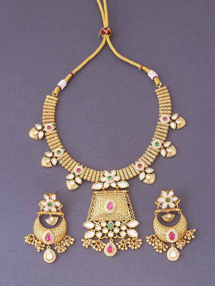 Golden Varalaxmi Rajwadi Set